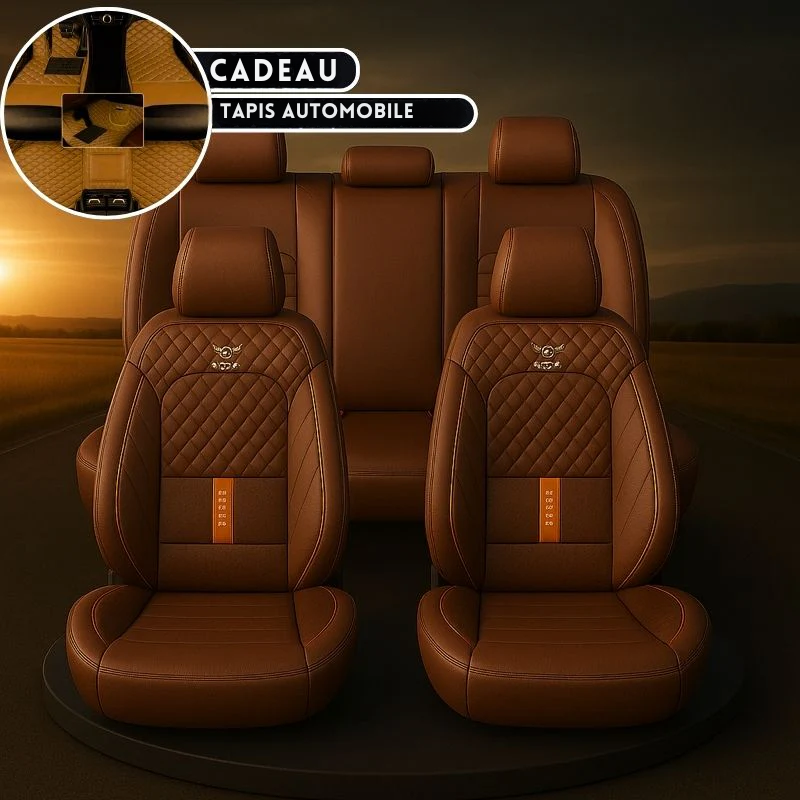 Housse Complète pour Sièges de Voiture en Cuir Véritable Universelle Italian + CADEAU : Tapis Intégral Offert
